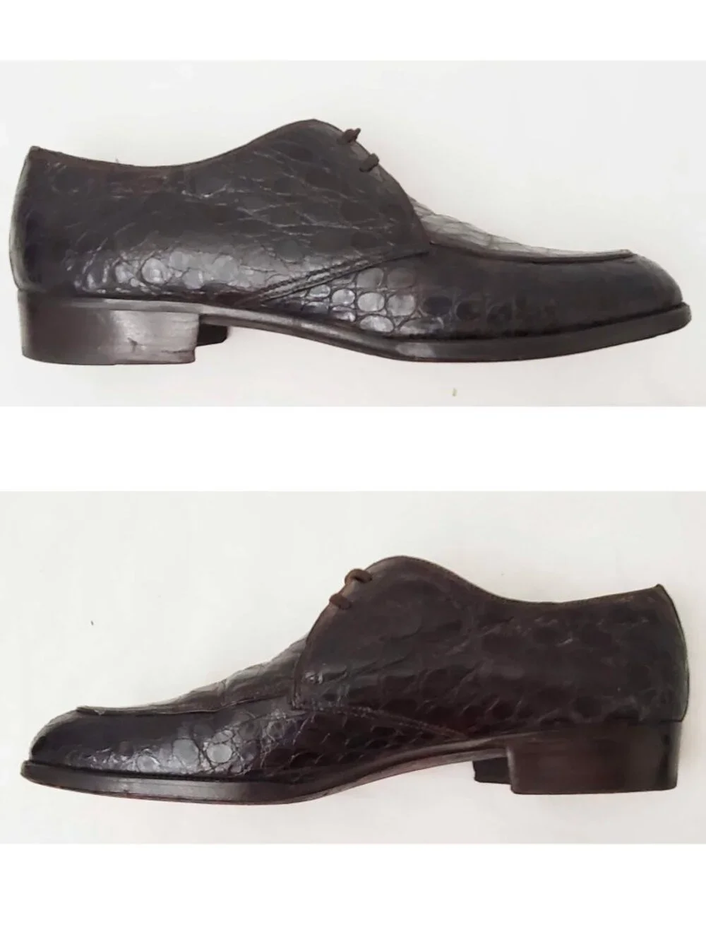 Vintage 50s Men's Brown Genuine Alligator Split Toe Oxfords Shoes 8.5